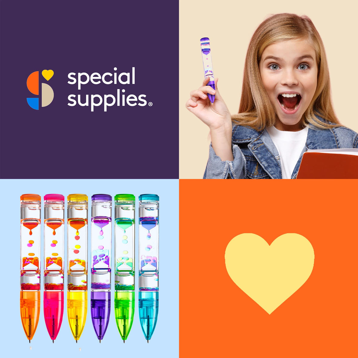 Special Supplies Liquid Motion Bubbler Pen six-pack with color variety.