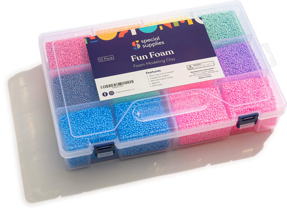 Special Supplies reusable container shown storing beads after play.