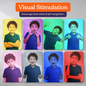 Special Supplies Sensory Wall Mirror enables group reflective play and exploration.