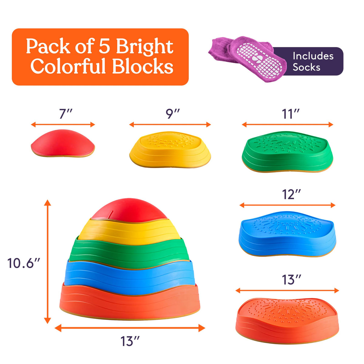 Special Supplies stepping stones in bright colors inspire playful coordination.