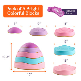 Special Supplies stepping stones colorful blocks for outdoor play on grass.