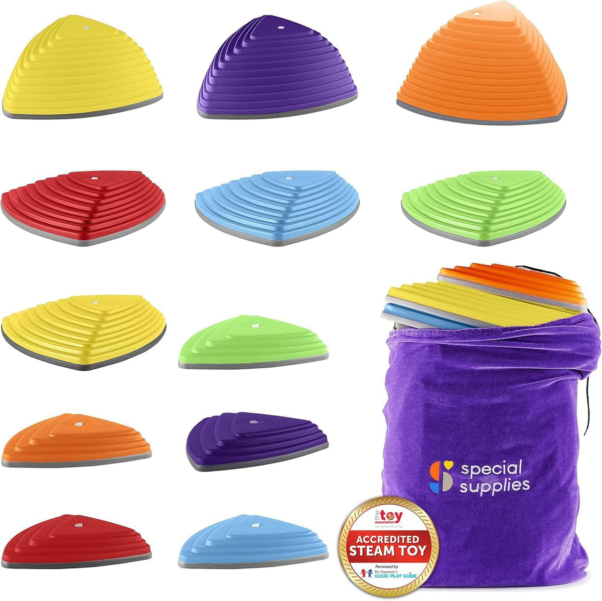 Special Supplies Stepping Stones colorfully arranged for kids' balance and coordination.