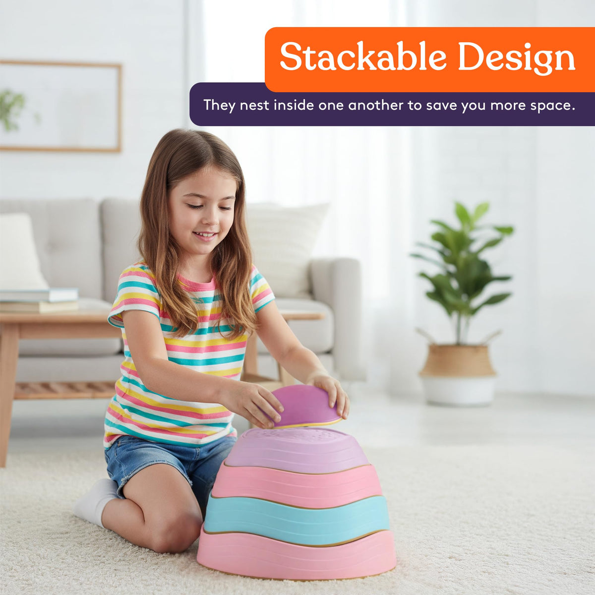 Special Supplies stepping stones feature non-slip edges for safer play.