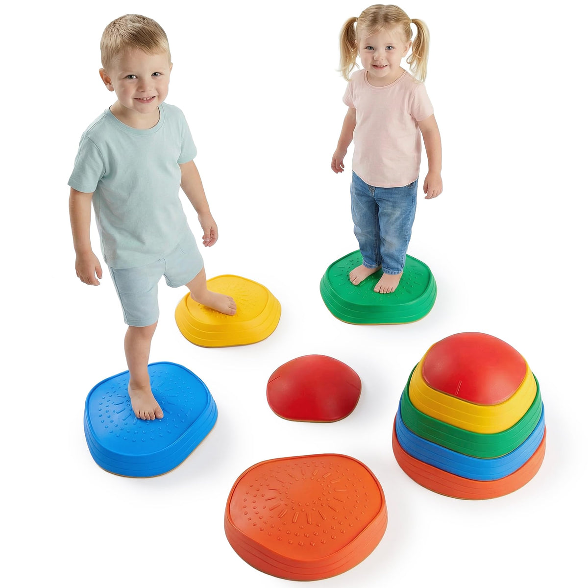 Special Supplies stepping stones are stackable for easy storage.