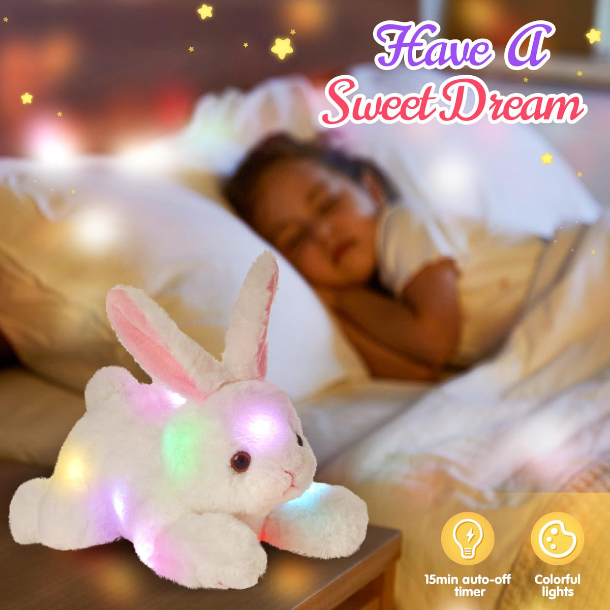 SpecialYou light-up plush bunny battery-setup demonstrates easy, child-friendly operation and long-lasting glow.