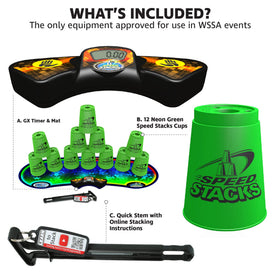 Speed Stacks GX timer beside cups for timed stacking practice