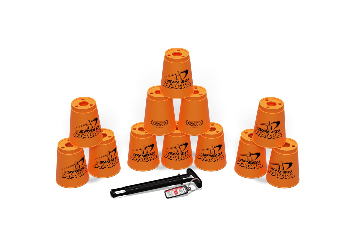 Speed Stacks holding stem shown for safe transport between practices.