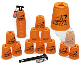 Speed Stacks orange 12-cup set ready for fast stacking and focus.