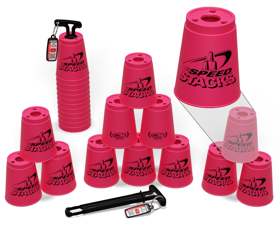 Speed Stacks pink 12-cup set ready for fast, engaging skill-building.