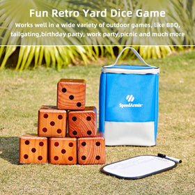 SpeedArmis yard dice set with carry bag for easy beach or park transport.