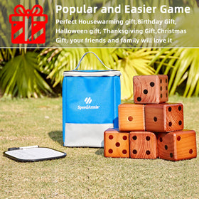 SpeedArmis giant dice top view ready for classic Yahtzee-style scoring.