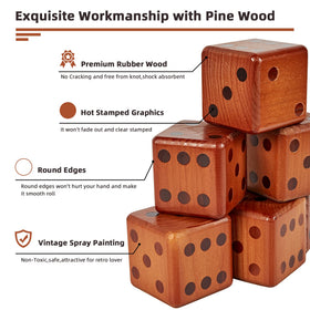 SpeedArmis wooden dice close-up showing solid pine and durable finish.