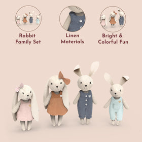 SPEEDY MONKEY linen-textured rabbit figures with a soft touch for kids.