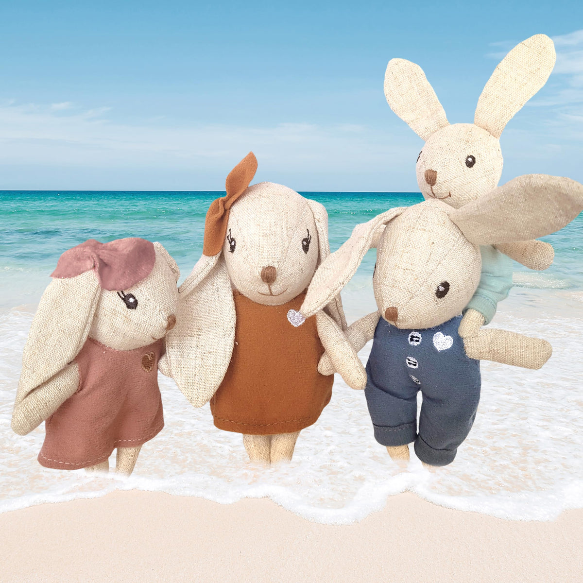 SPEEDY MONKEY rabbit family in pastel colors brightening any dollhouse scene.