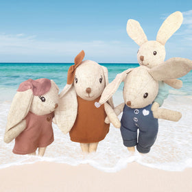 SPEEDY MONKEY rabbit family in pastel colors brightening any dollhouse scene.