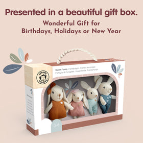 SPEEDY MONKEY easy-clean rabbit family, wipeable coats for tidy playsets.