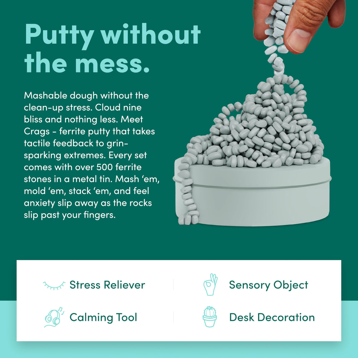 Speks Crags sleek metal tin desk toy enhances workspace style.