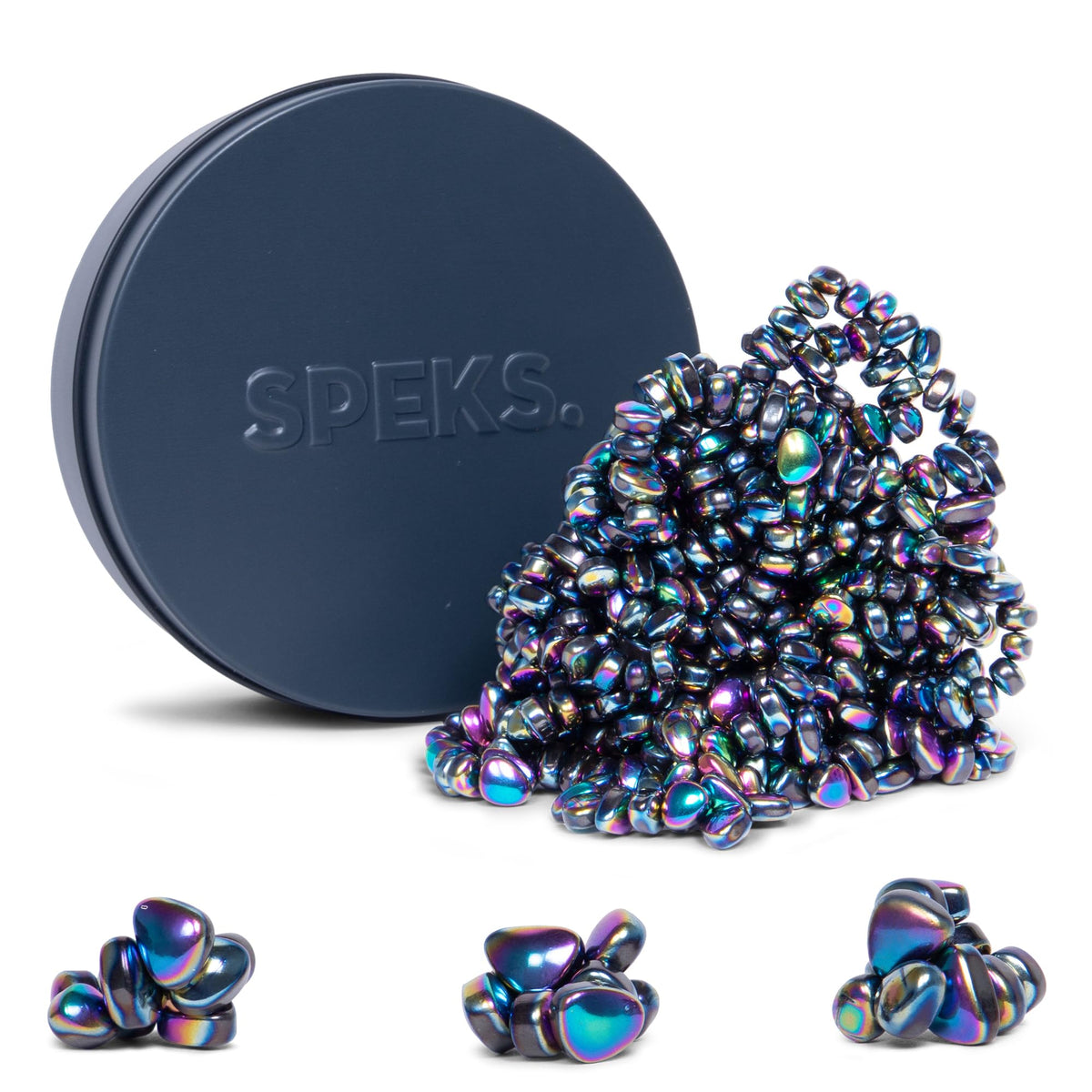 Speks Crags ferrite stones in a tin offer tactile stress relief and focus.