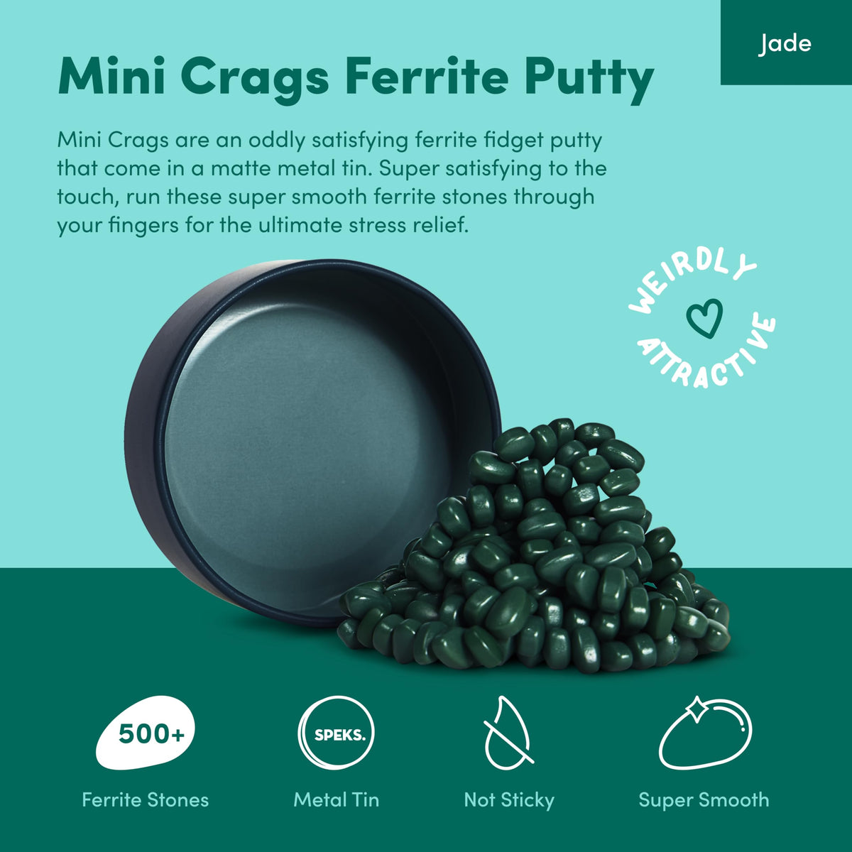 Speks Crags matte jade desktop toy adds vibrant color to a workspace