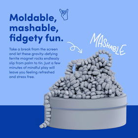 Speks Crags vibrant stones in a metal tin brighten any workspace.