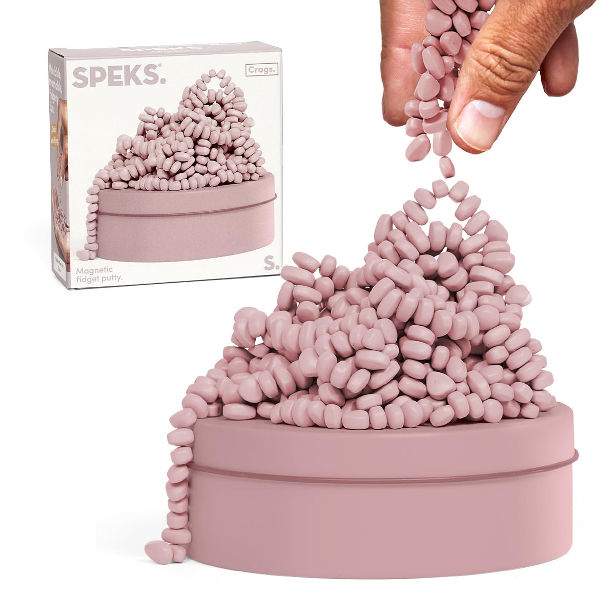 Speks Crags ferrite putty in tin with 500+ stones for focused fidgeting.