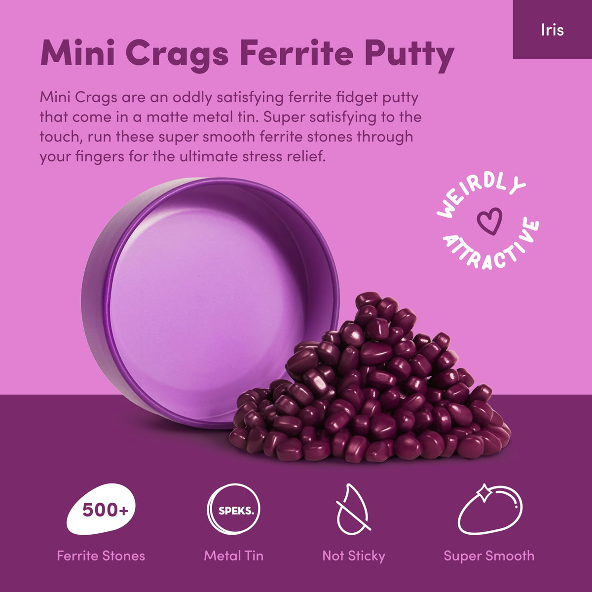 Speks Crags vibrant ferrite stones and tin add color to your workspace.