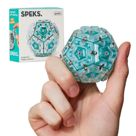 Speks Geode aqua sphere magnets offer tactile focus for desk work.