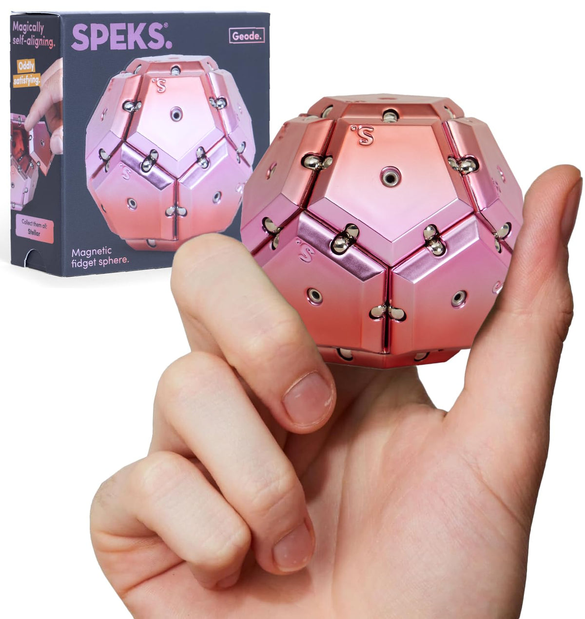 Speks Geode pink sphere for tactile focus and desk stress relief