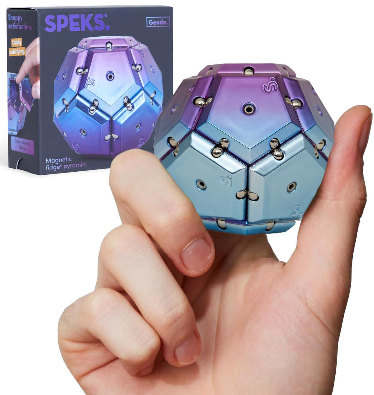 Speks Geode sphere purple with magnetic pieces for satisfying sensory play and focus