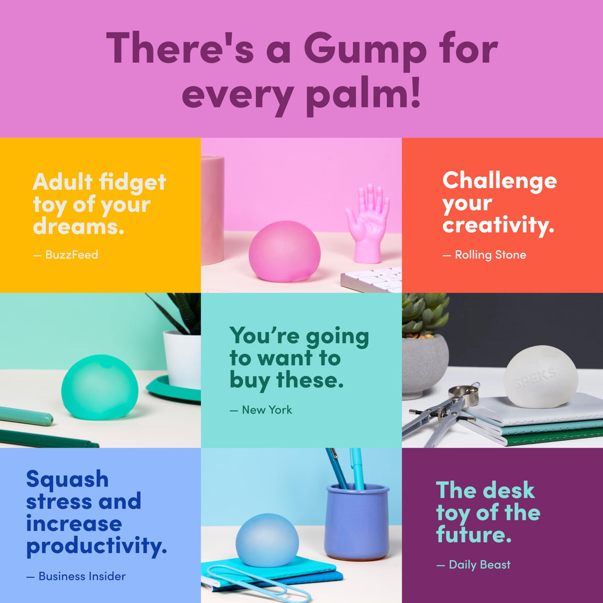 Speks Gump gift-ready stress relief toy for desk use