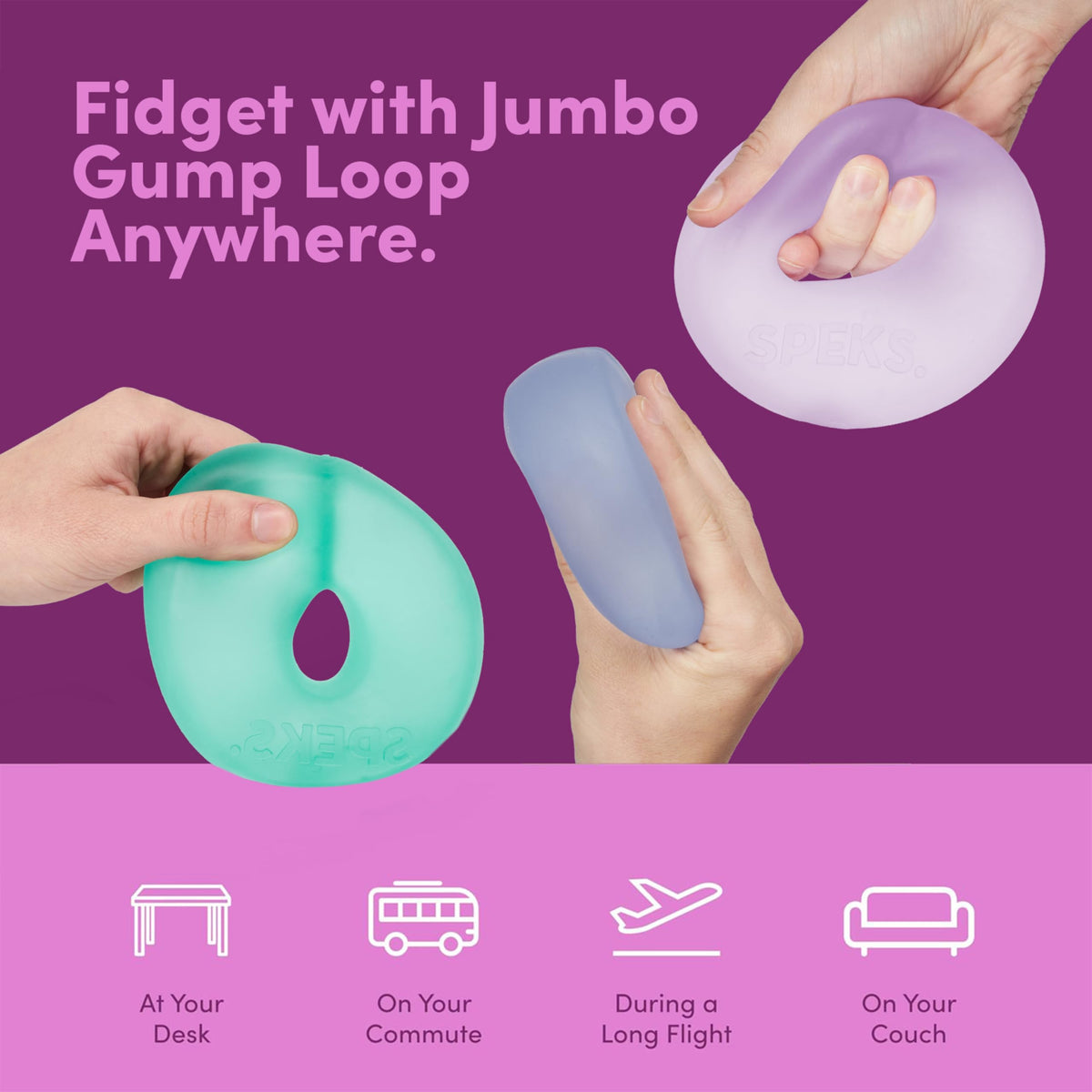 Speks Gump Jumbo Loop gift packaging suggests thoughtful stress relief gift.