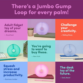 Speks Gump Jumbo Loop in hand illustrates sensory relief and calm focus.