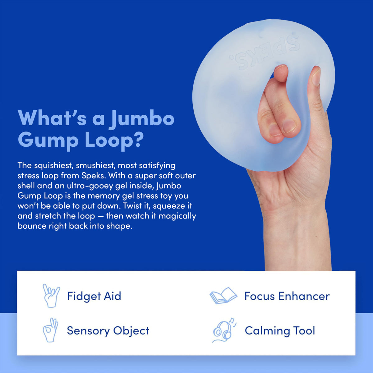Speks Gump Jumbo Loop soft TPR shell demonstrates durability during frequent squeezing.