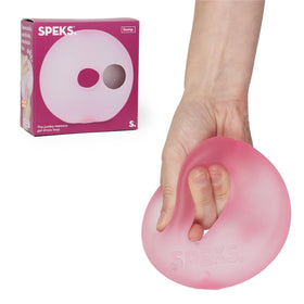 Speks Gump Jumbo Loop stress ball closeup showing gel-filled squish for calm focus.