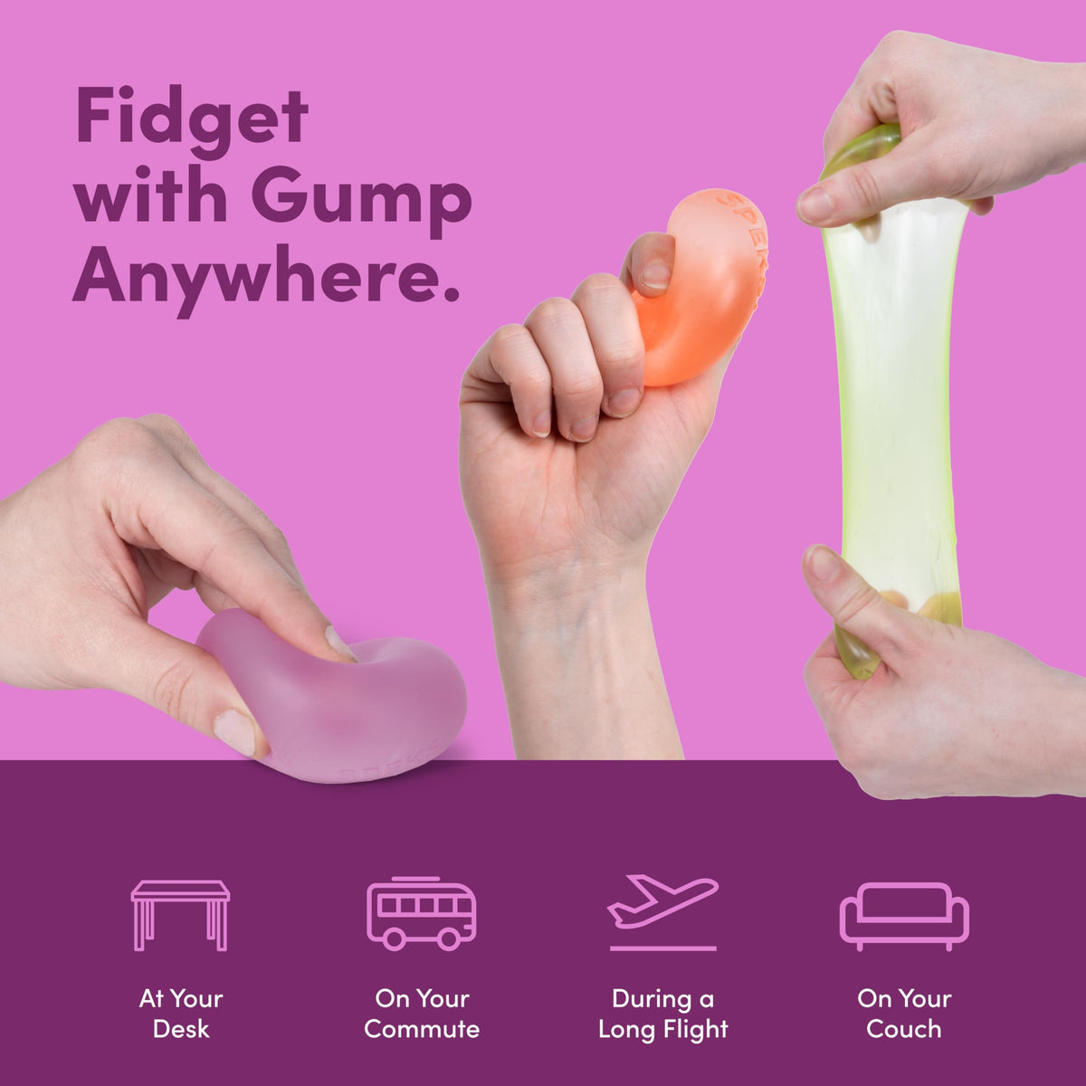 Speks Gump portable stress reliever in a bag for travel