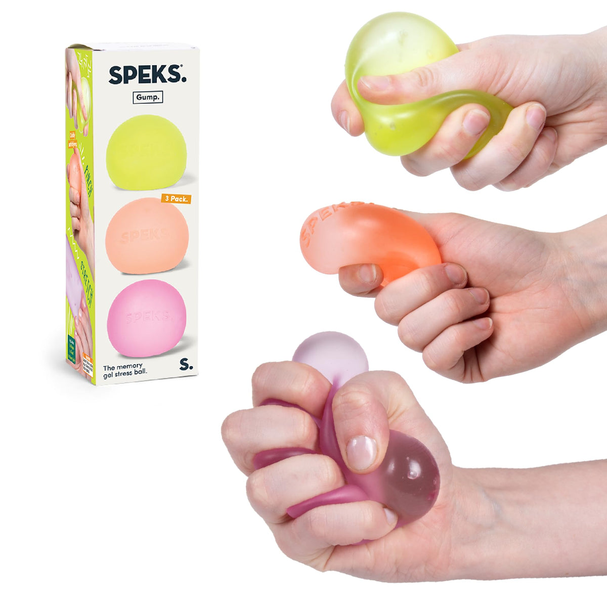 Speks Gump stress ball with silky-soft exterior for tension relief