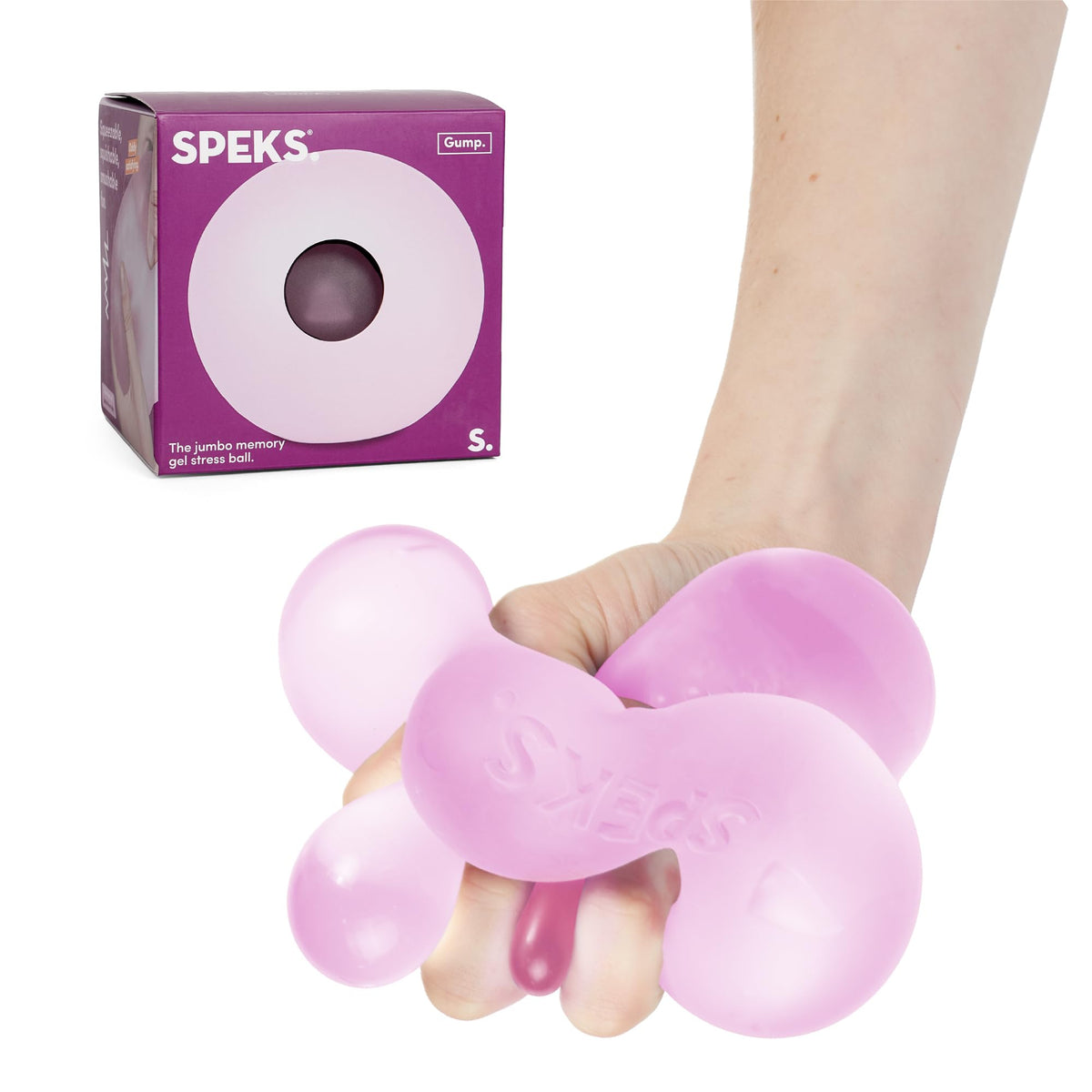 Speks Jumbo Gump Stress Ball with bounce-ready exterior for desk focus