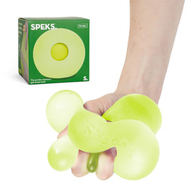Speks Jumbo Gump stress ball demonstrates durable bounce for desk focus.