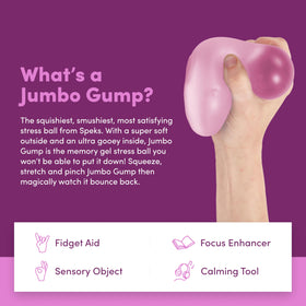 Speks Jumbo Gump Stress Ball features maltose filling that returns shape after squishing