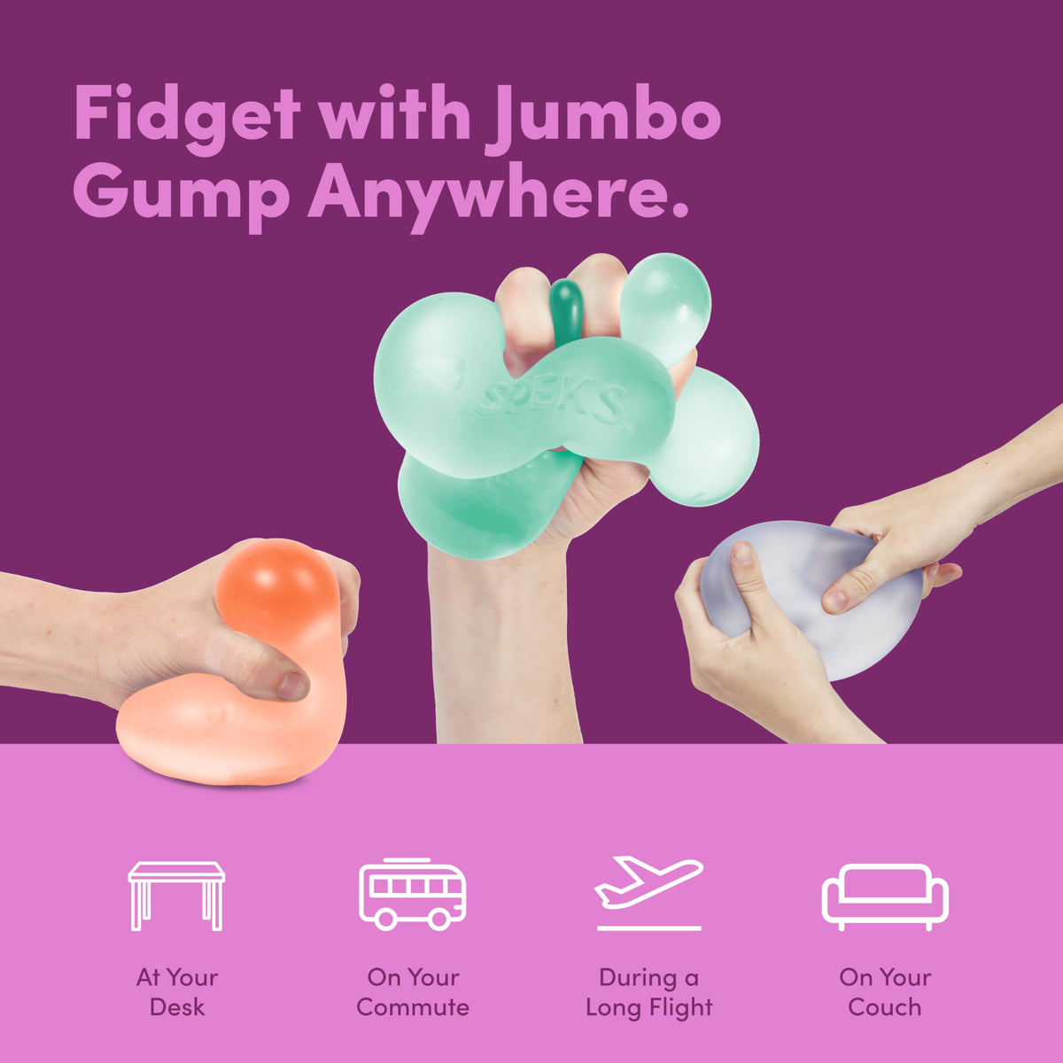 Speks Jumbo Gump Stress Ball makes a thoughtful desk gift for teens and adults