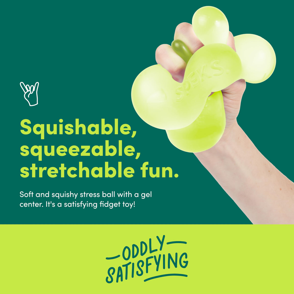 Speks Jumbo Gump stress ball squishy texture helps relieve tension with each squeeze.