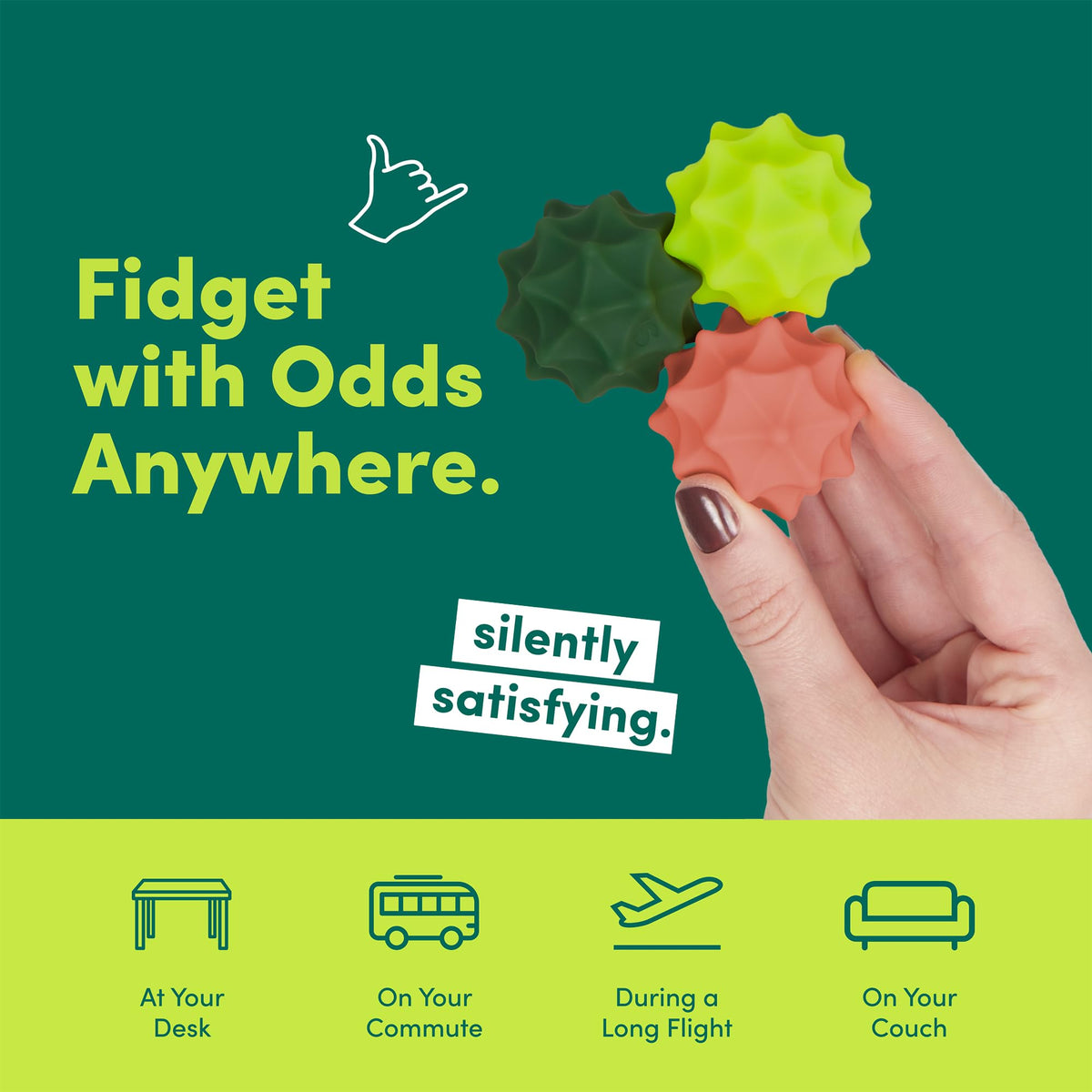 Speks Odds silent desk toy designed for discreet use.