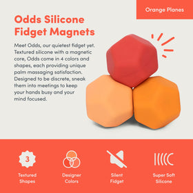 Speks Odds orange ball side view, textured silicone for tactile relief