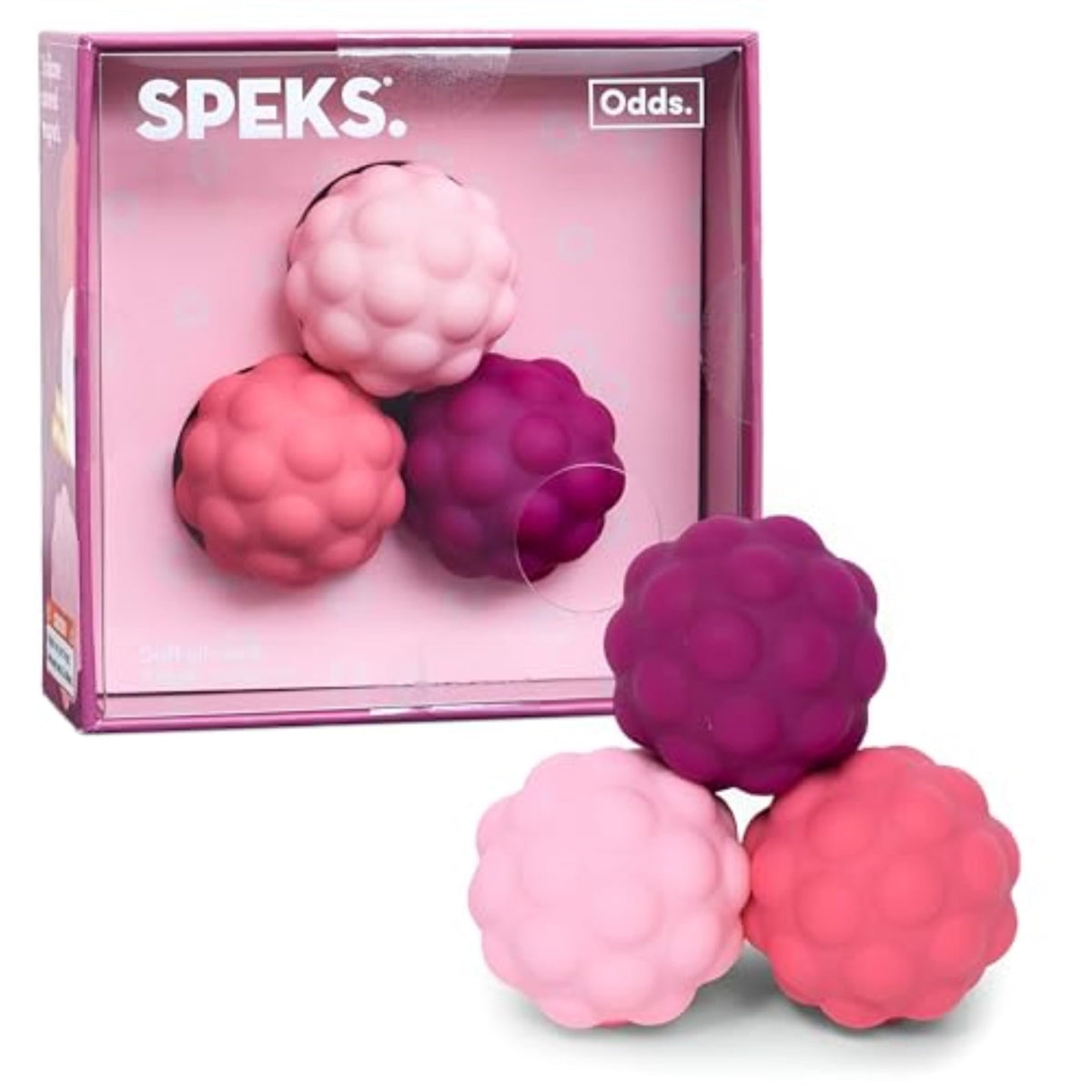Speks Odds soft silicone shell fidget balls offer quiet stress relief during work.