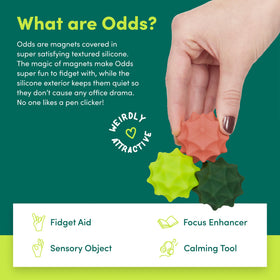Speks Odds textured silicone balls for varied tactile feedback.