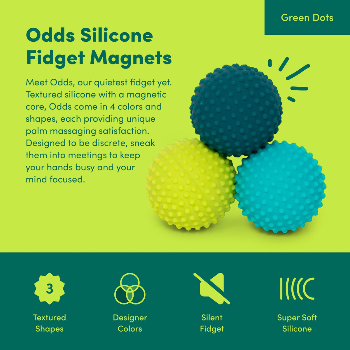 Speks Odds textured sphere designs offer varied feel for sensory exploration.