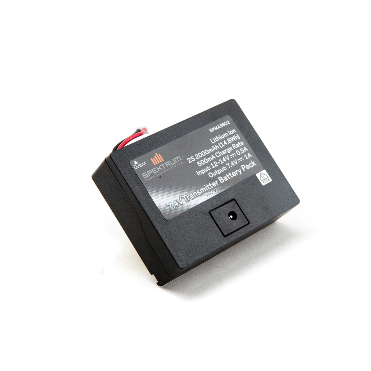 Spektrum 2000mAh battery side view with integrated charging and DX6/DX7G2 compatibility