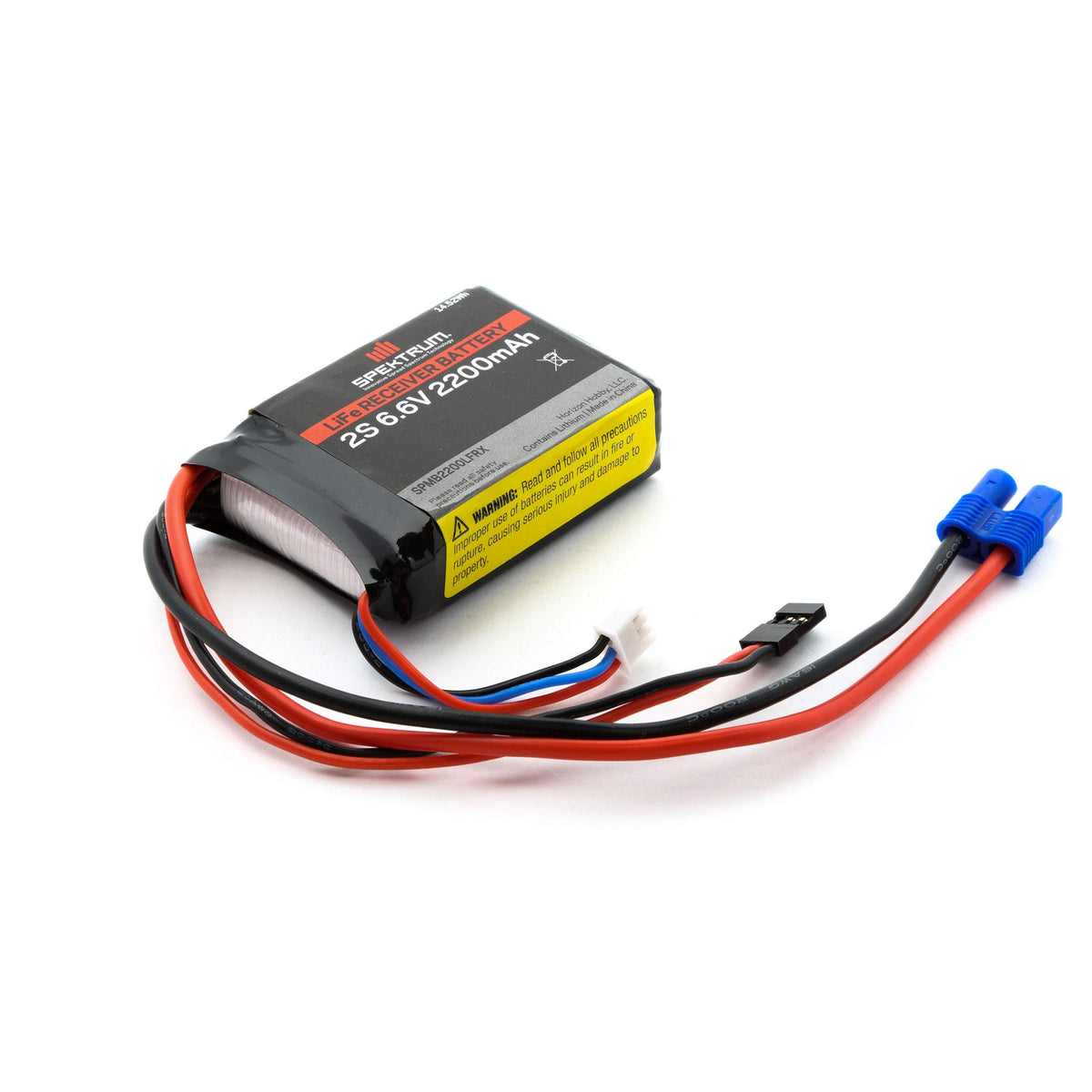 Spektrum 2200mAh Li-Fe battery package view, compact 2S design