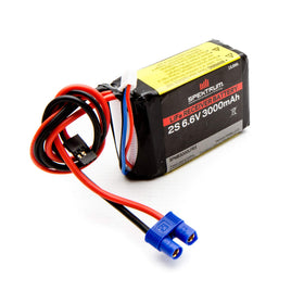 Spektrum 3000mAh LiFe receiver battery shown with compact 2S design for RC power
