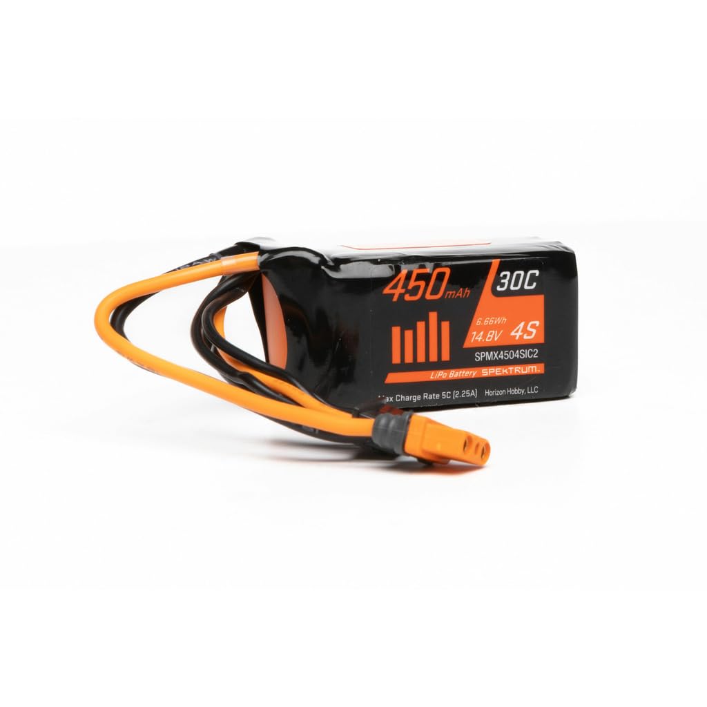 Spektrum 450mAh 4S LiPo with IC2 connector for high-drain micro aircraft.